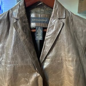 Banana Republic Size 0 Taupe Leather Jacket